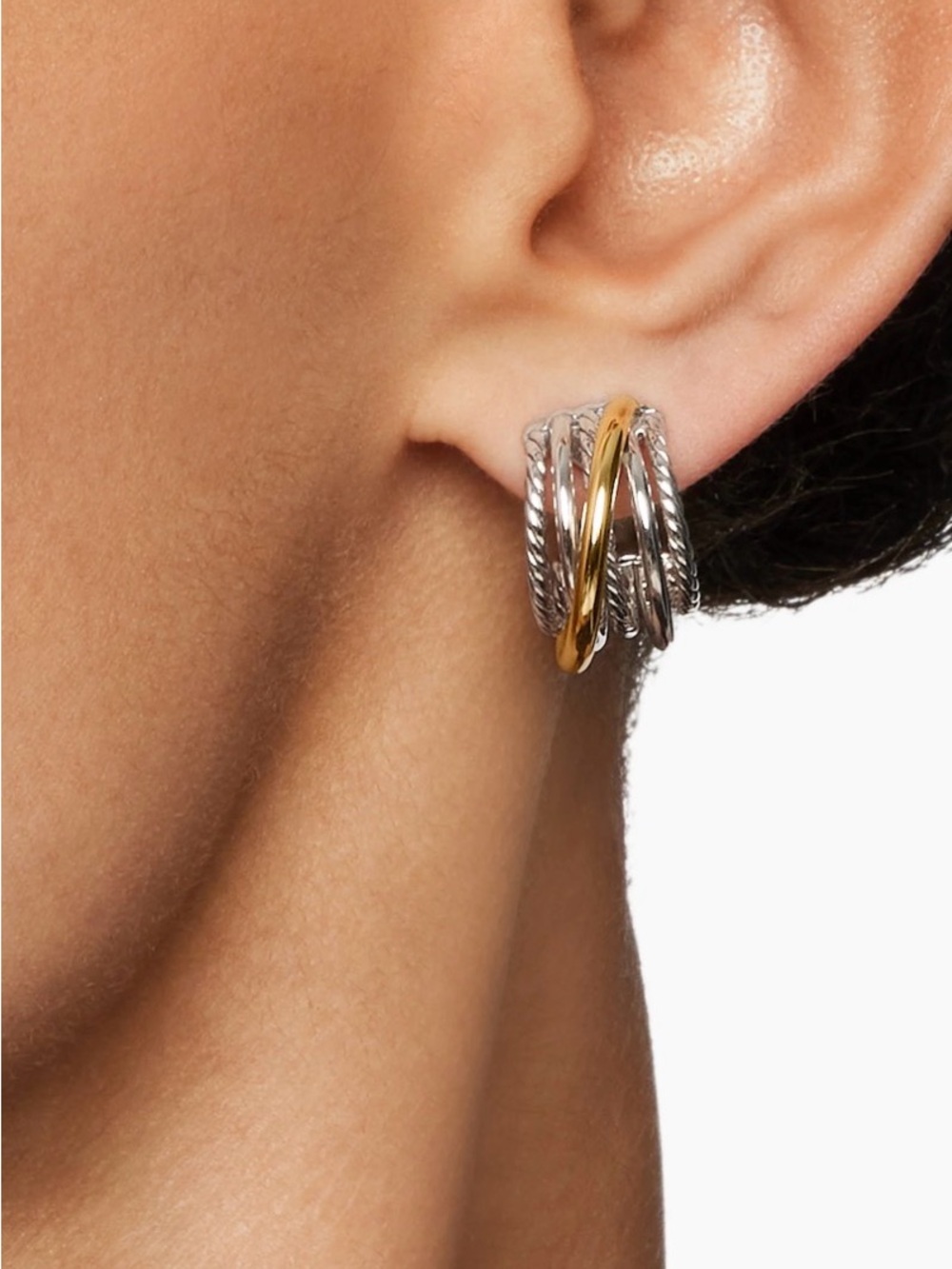 Authentic David Yurman Crossover Two Tone Shrimp earrings,EUC - Picture 3 of 4